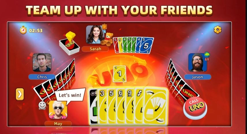 Team up with your Friends of Uno Mod APK