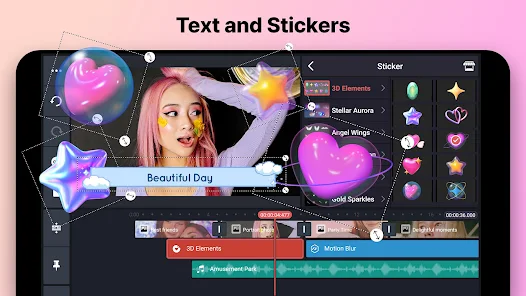 Text and sticters of kinemaster mod apk