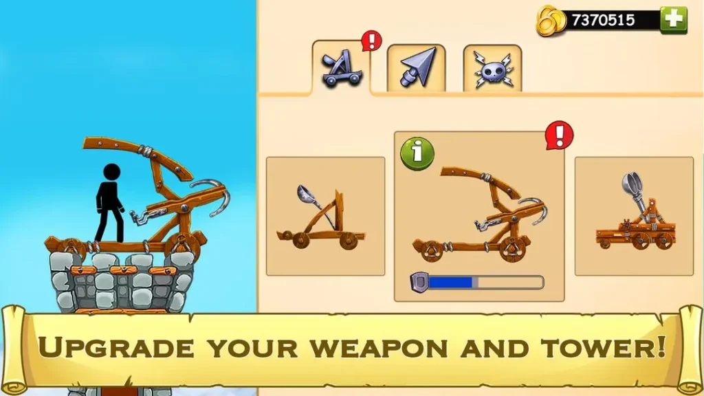 upgrade your weapon and tower of The Catapult 2 