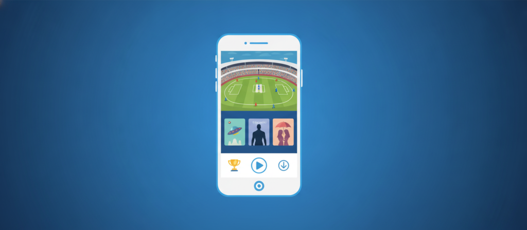 Smartphone showing live sport and movie streaming