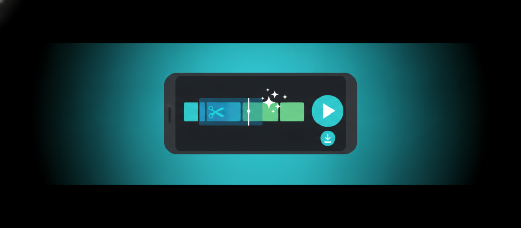 Smartphone showing a video editing timeline