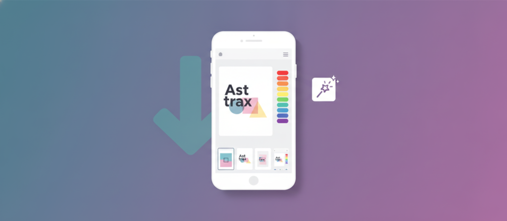 Smartphone showing a graphic design canvas with templates