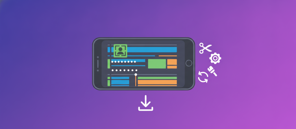 Smartphone showing a multi-layer video editing timeline