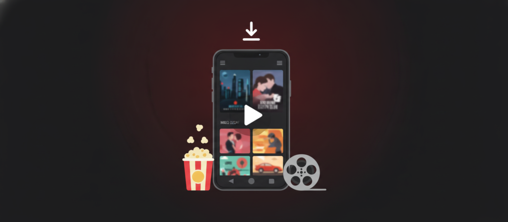 Smartphone showing a movie streaming interface