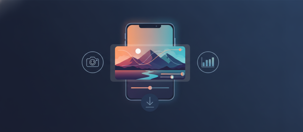 Smartphone showing photo color-grading sliders